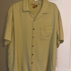 Caribbean Joe Green 70% silk/cotton shirt Casual Button Down Shirt Lightweight